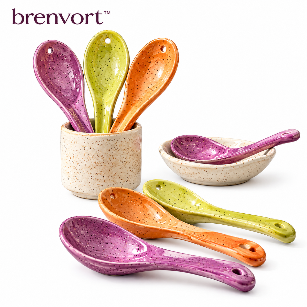 𝒃𝒓𝒆𝒏𝒗𝒐𝒓𝒕™ Textured Ceramic Soup Spoon Set