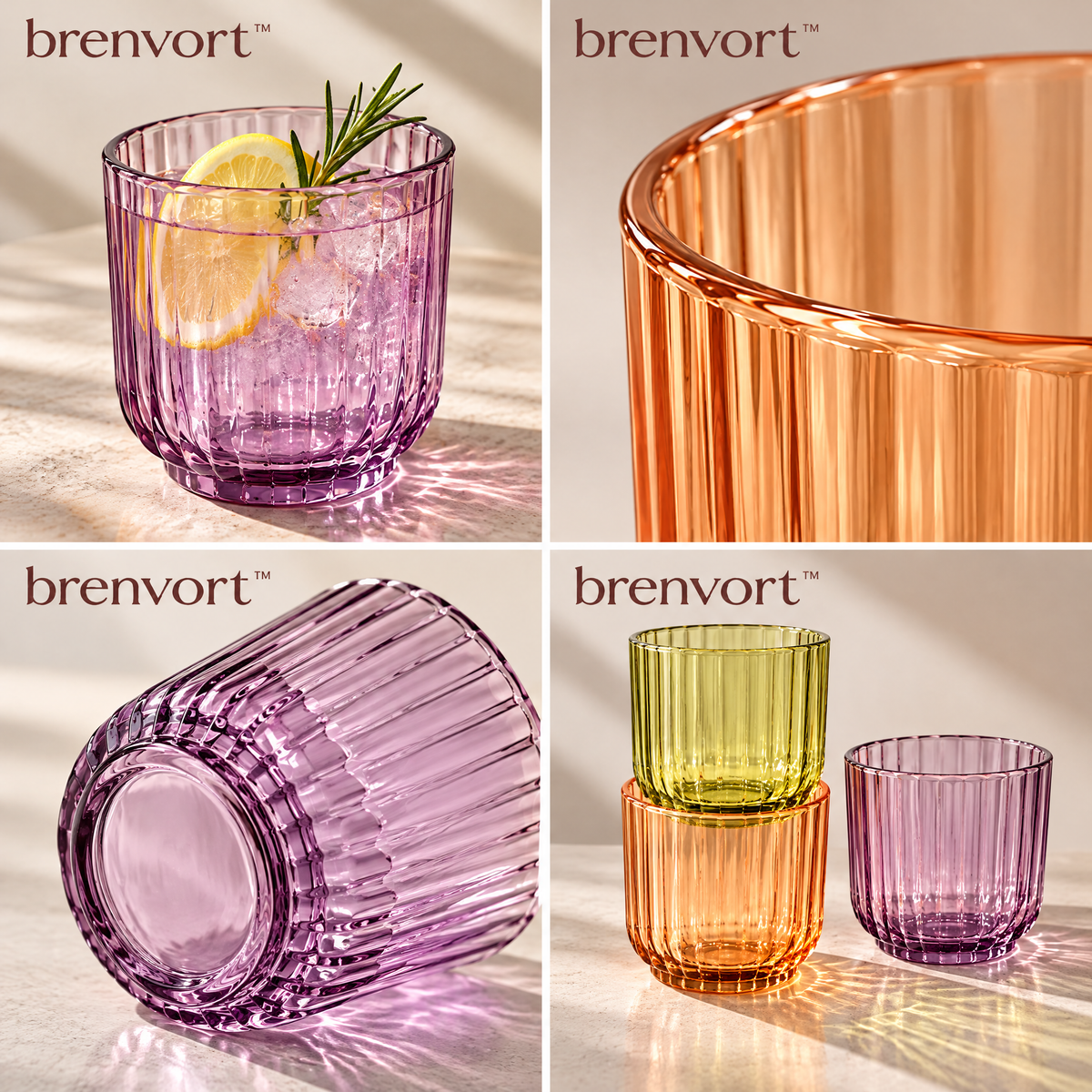 𝒃𝒓𝒆𝒏𝒗𝒐𝒓𝒕™ Ribbed Glass Tumbler Set
