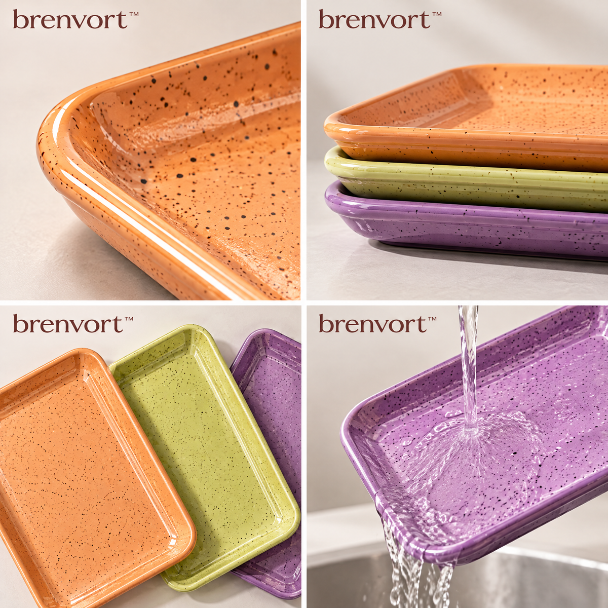 𝒃𝒓𝒆𝒏𝒗𝒐𝒓𝒕™ Rectangular Ceramic Snack Plate