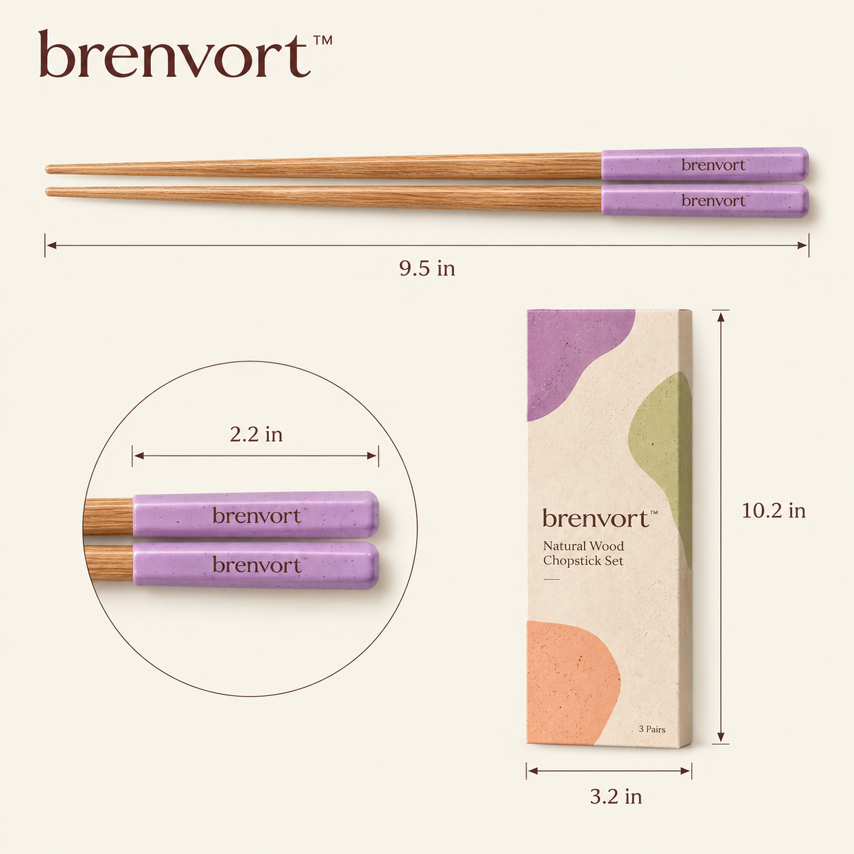 𝒃𝒓𝒆𝒏𝒗𝒐𝒓𝒕™ Natural Wood Chopstick Set