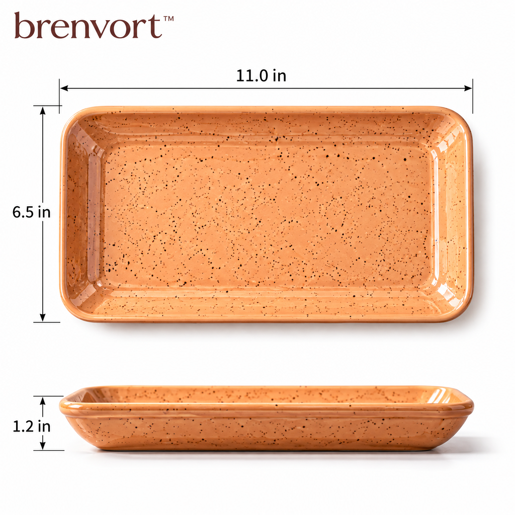 𝒃𝒓𝒆𝒏𝒗𝒐𝒓𝒕™ Rectangular Ceramic Snack Plate