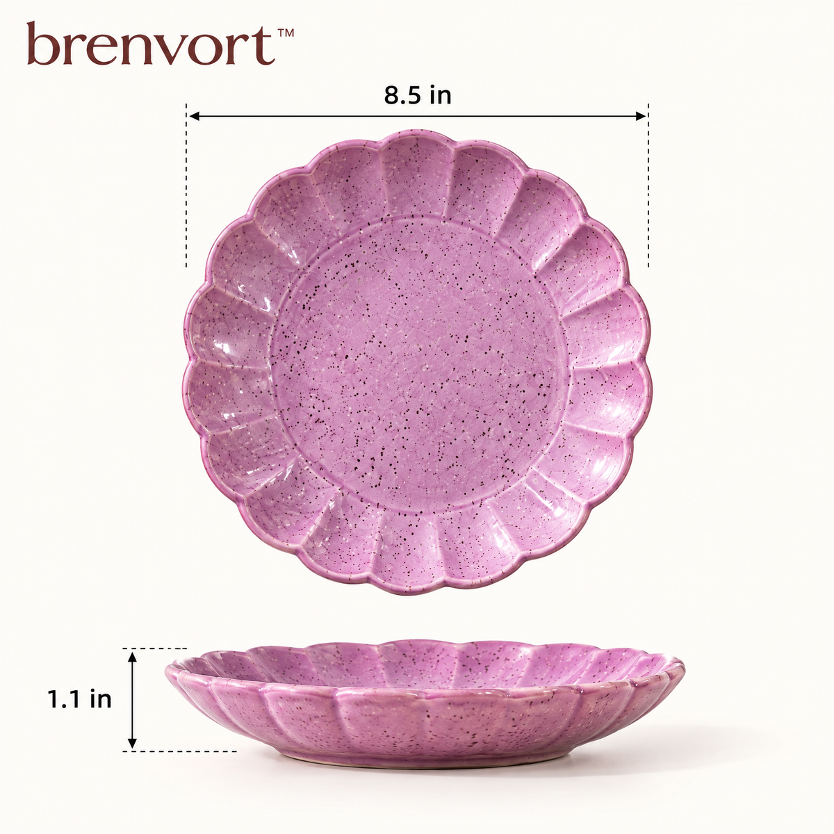 𝒃𝒓𝒆𝒏𝒗𝒐𝒓𝒕™ Scalloped Ceramic Dessert Plate