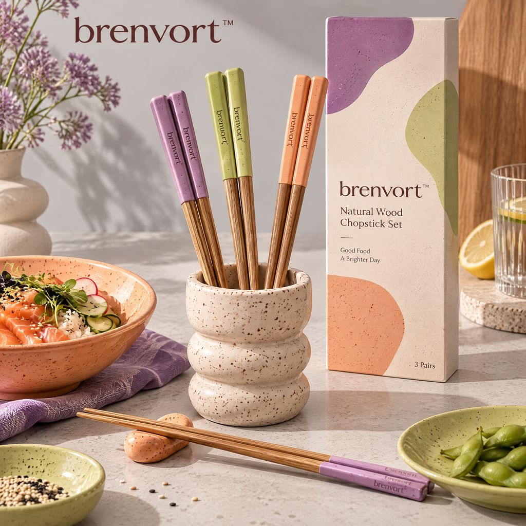 𝒃𝒓𝒆𝒏𝒗𝒐𝒓𝒕™ Natural Wood Chopstick Set