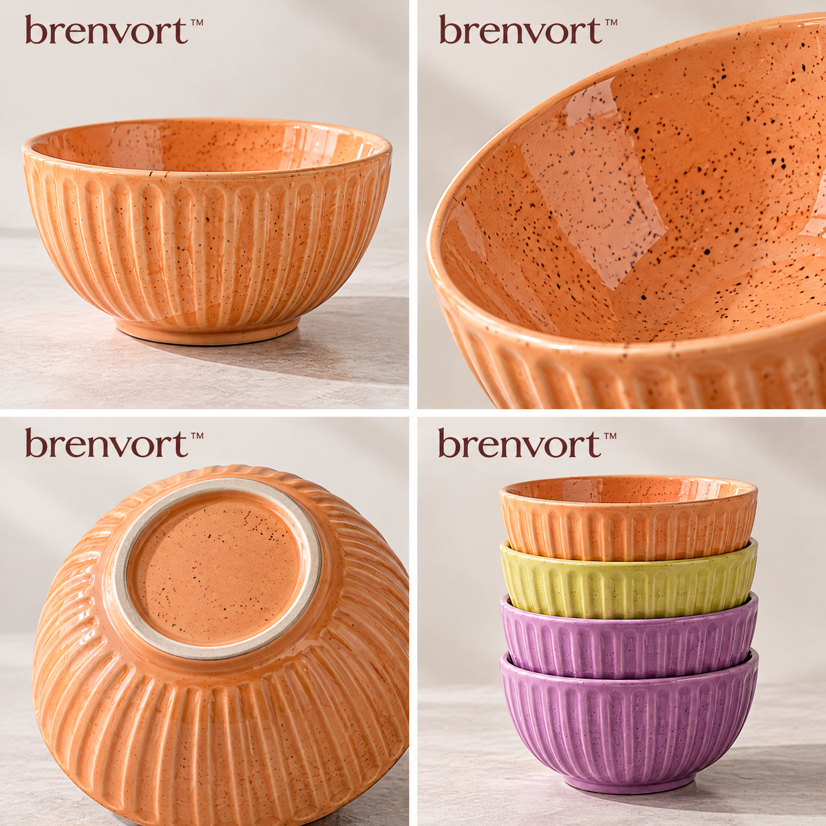 𝒃𝒓𝒆𝒏𝒗𝒐𝒓𝒕™ Ribbed Ceramic Rice Bowl