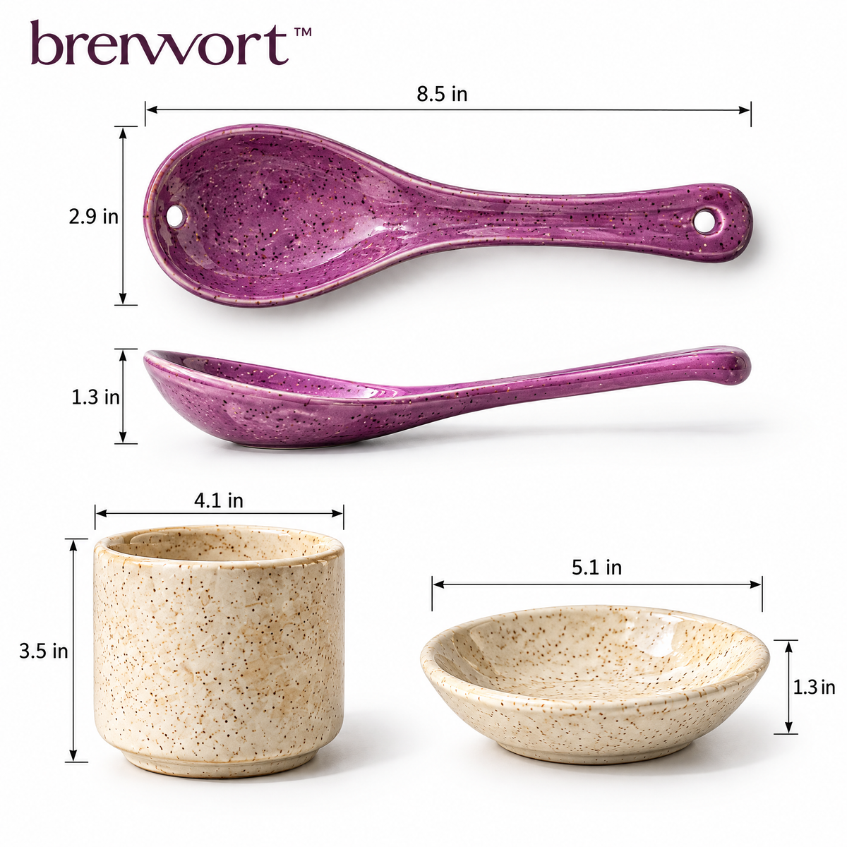 𝒃𝒓𝒆𝒏𝒗𝒐𝒓𝒕™ Textured Ceramic Soup Spoon Set