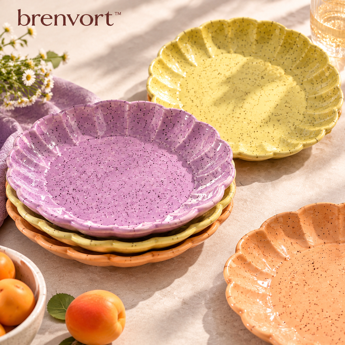 𝒃𝒓𝒆𝒏𝒗𝒐𝒓𝒕™ Scalloped Ceramic Dessert Plate