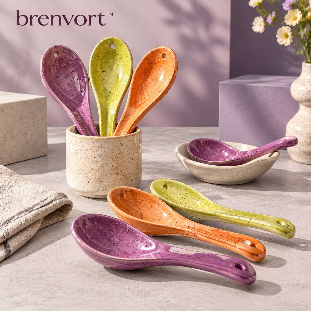 𝒃𝒓𝒆𝒏𝒗𝒐𝒓𝒕™ Textured Ceramic Soup Spoon Set