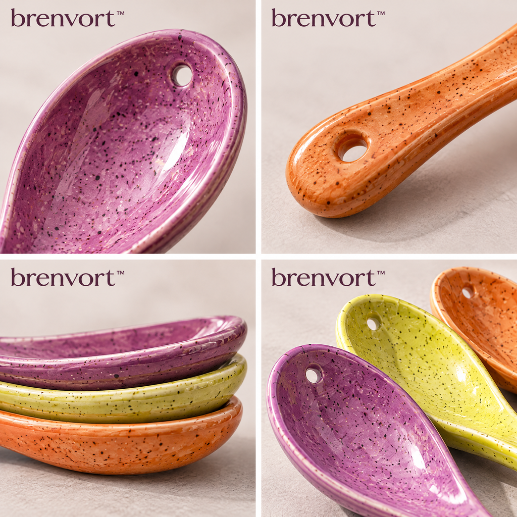 𝒃𝒓𝒆𝒏𝒗𝒐𝒓𝒕™ Textured Ceramic Soup Spoon Set
