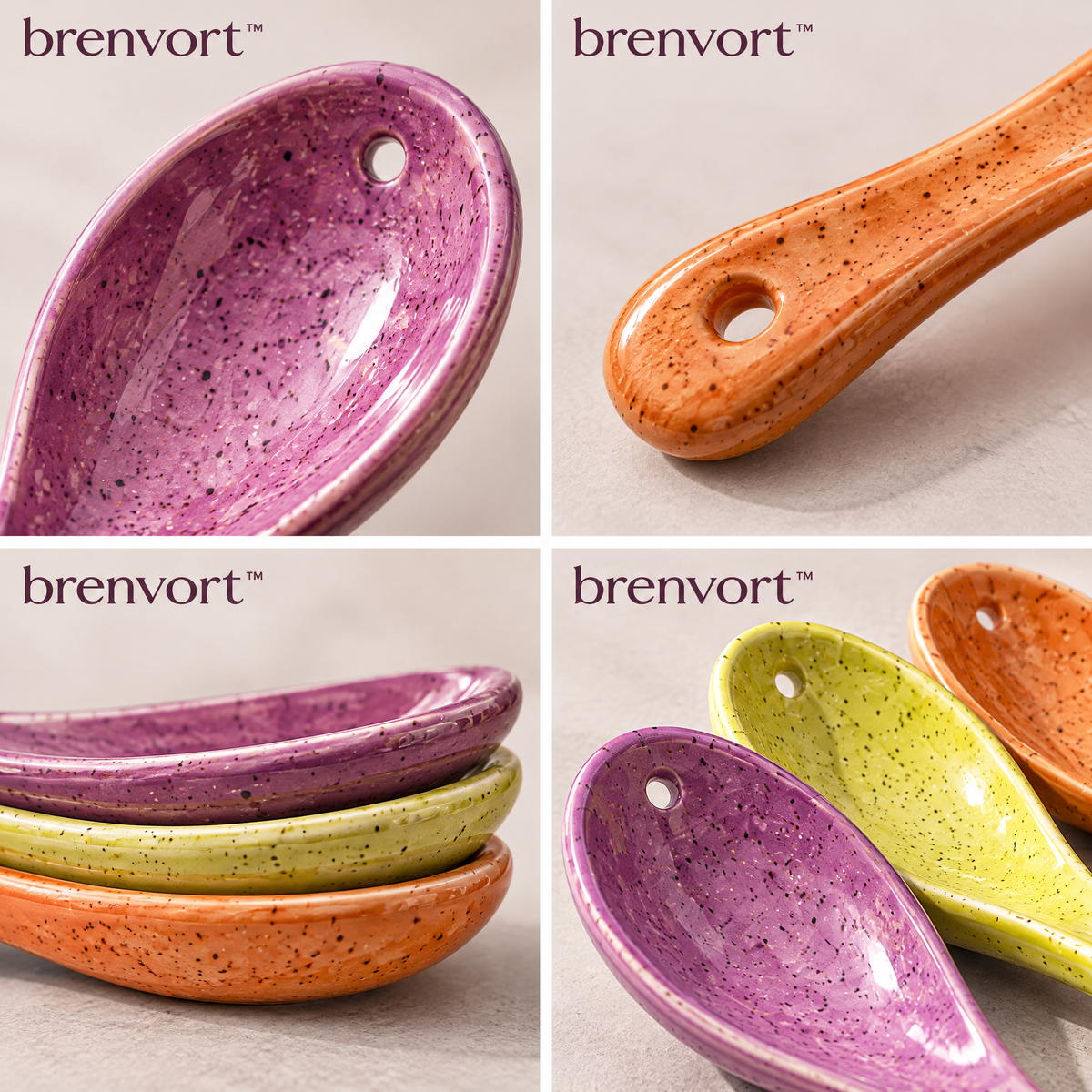 𝒃𝒓𝒆𝒏𝒗𝒐𝒓𝒕™ Textured Ceramic Soup Spoon Set