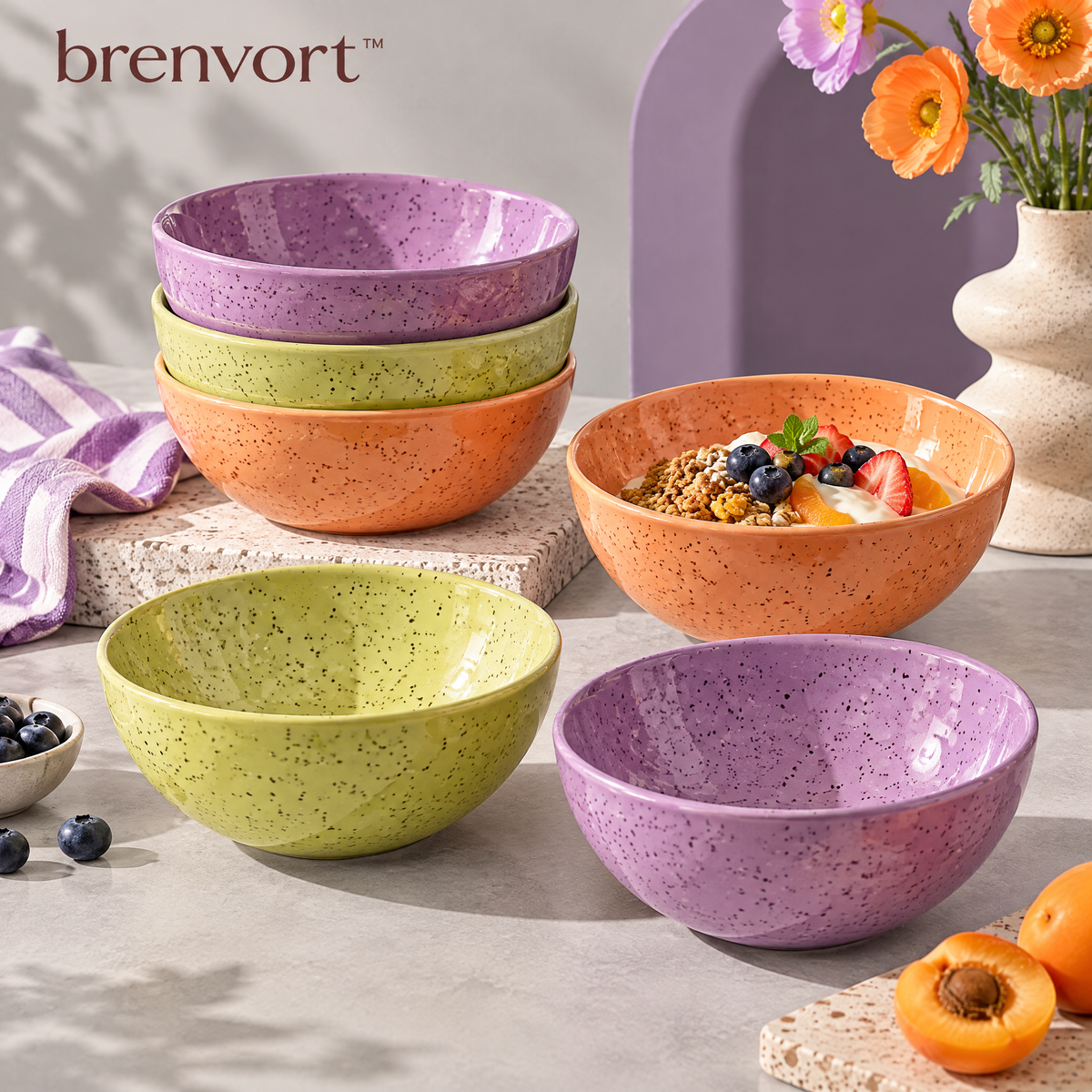 𝒃𝒓𝒆𝒏𝒗𝒐𝒓𝒕™ Rounded Stoneware Cereal Bowl