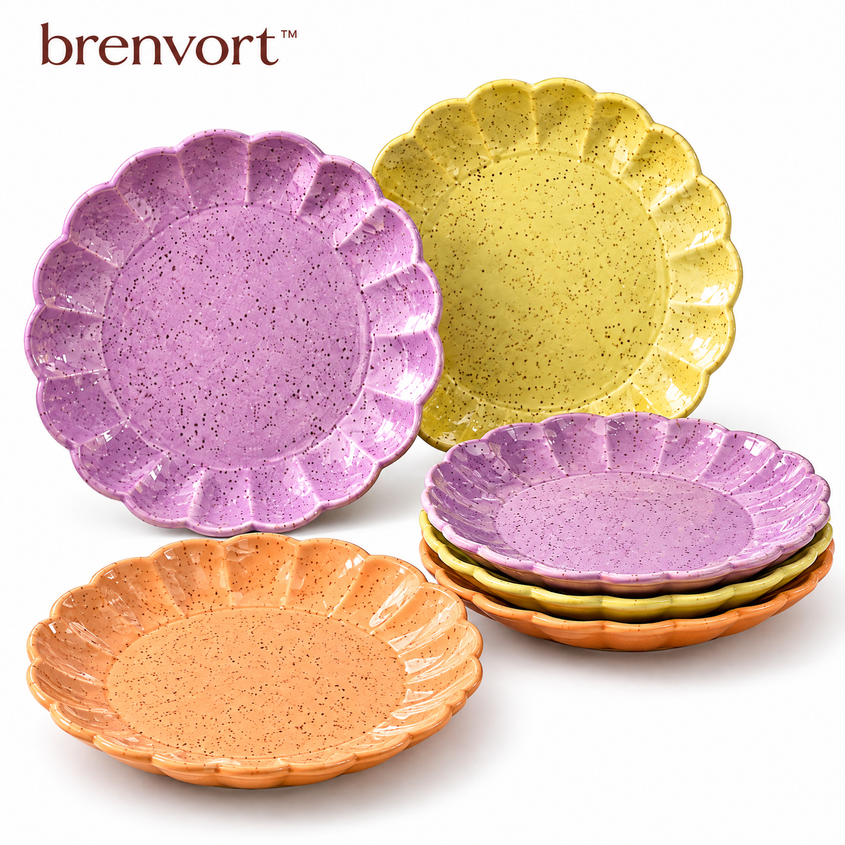 𝒃𝒓𝒆𝒏𝒗𝒐𝒓𝒕™ Scalloped Ceramic Dessert Plate
