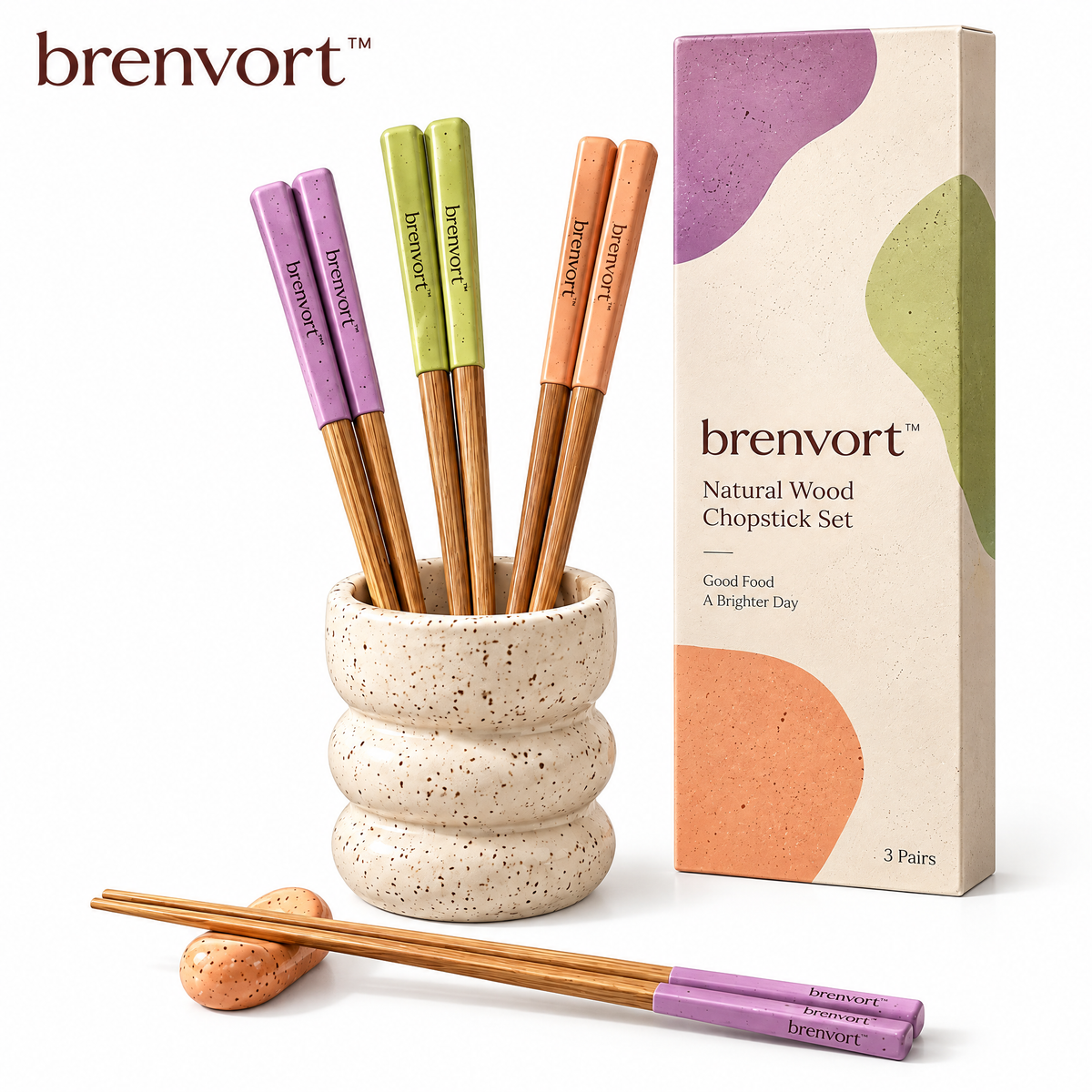 𝒃𝒓𝒆𝒏𝒗𝒐𝒓𝒕™ Natural Wood Chopstick Set