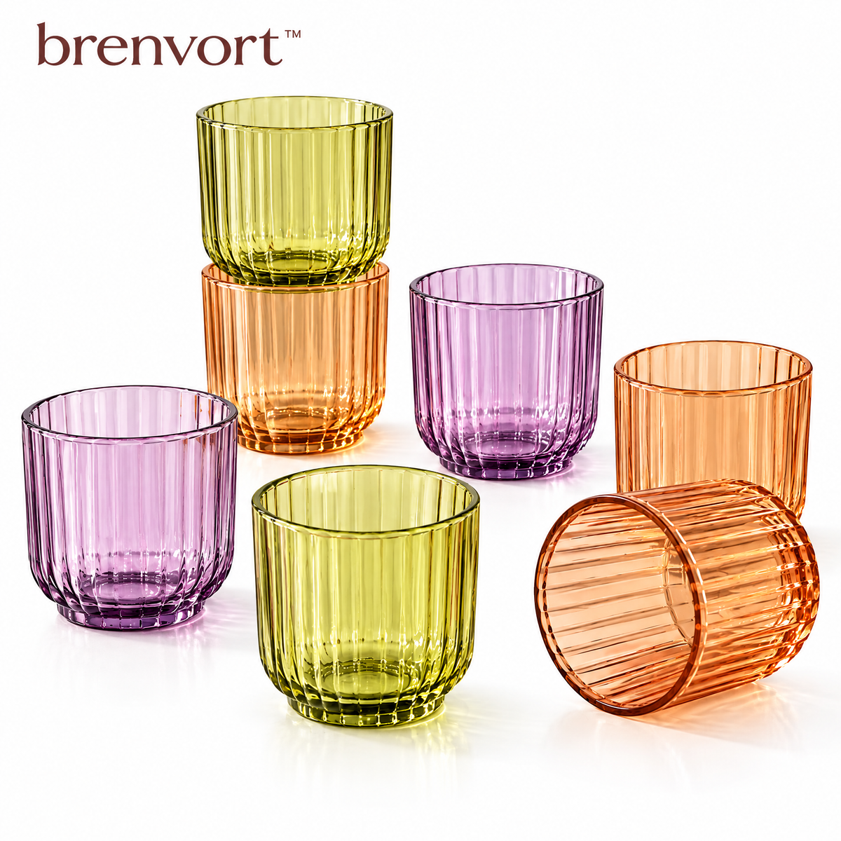 𝒃𝒓𝒆𝒏𝒗𝒐𝒓𝒕™ Ribbed Glass Tumbler Set
